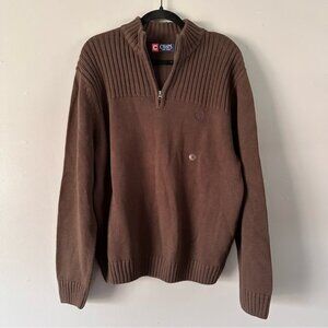 Chaps 1/4 Zip 100% Cotton‎ Sweater | Brown